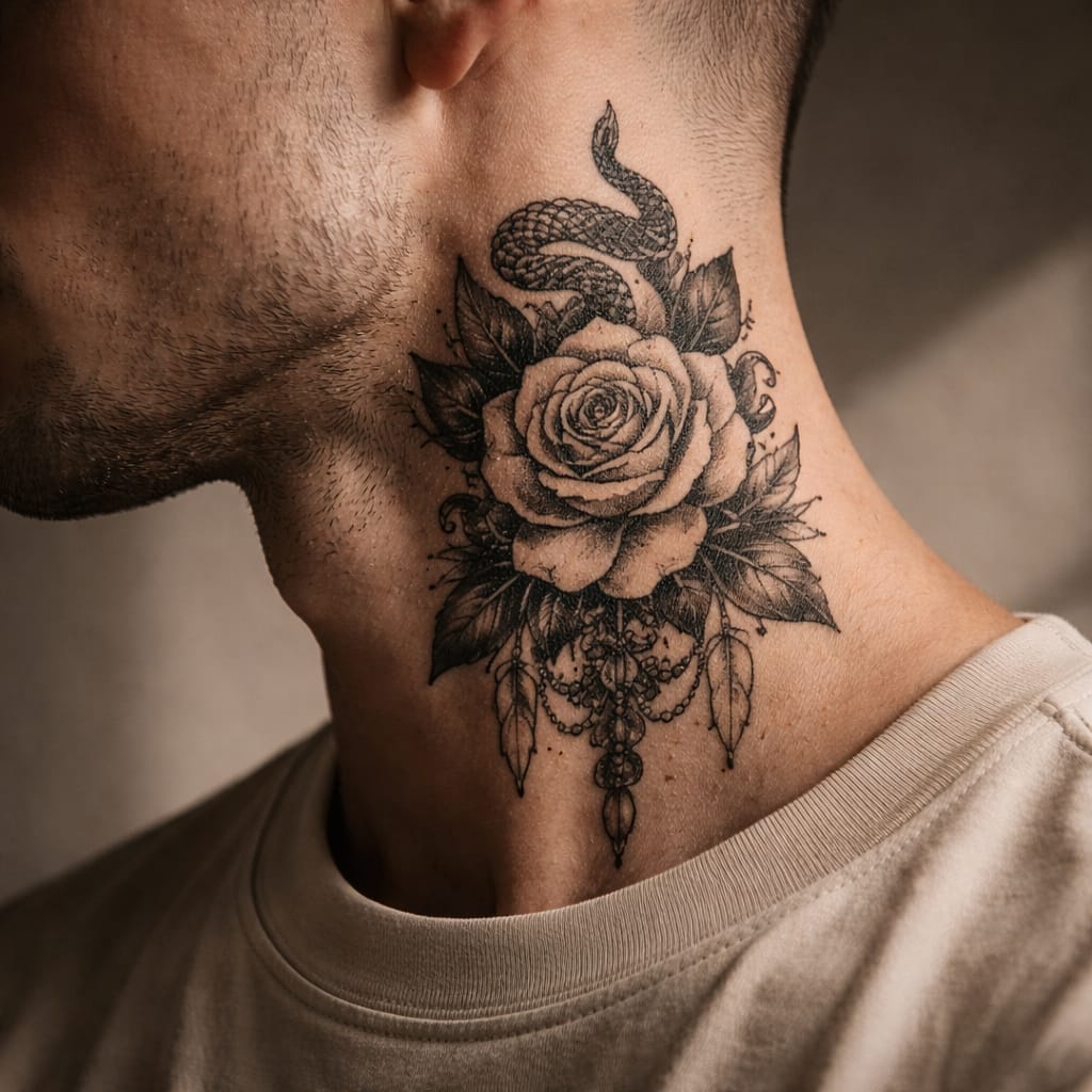 tatouage dans le cou pour homme